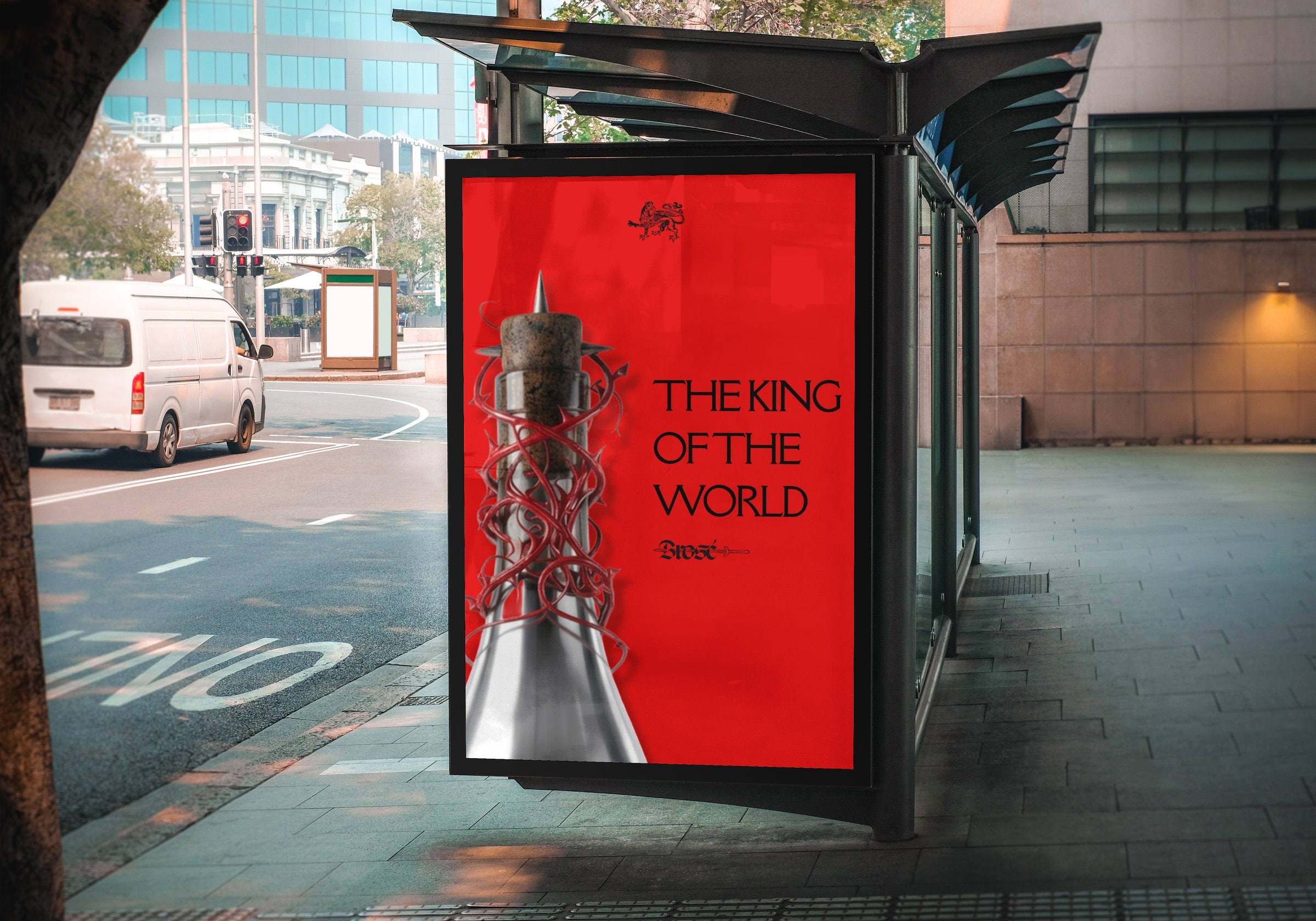 The King of the World poster at a bus stop